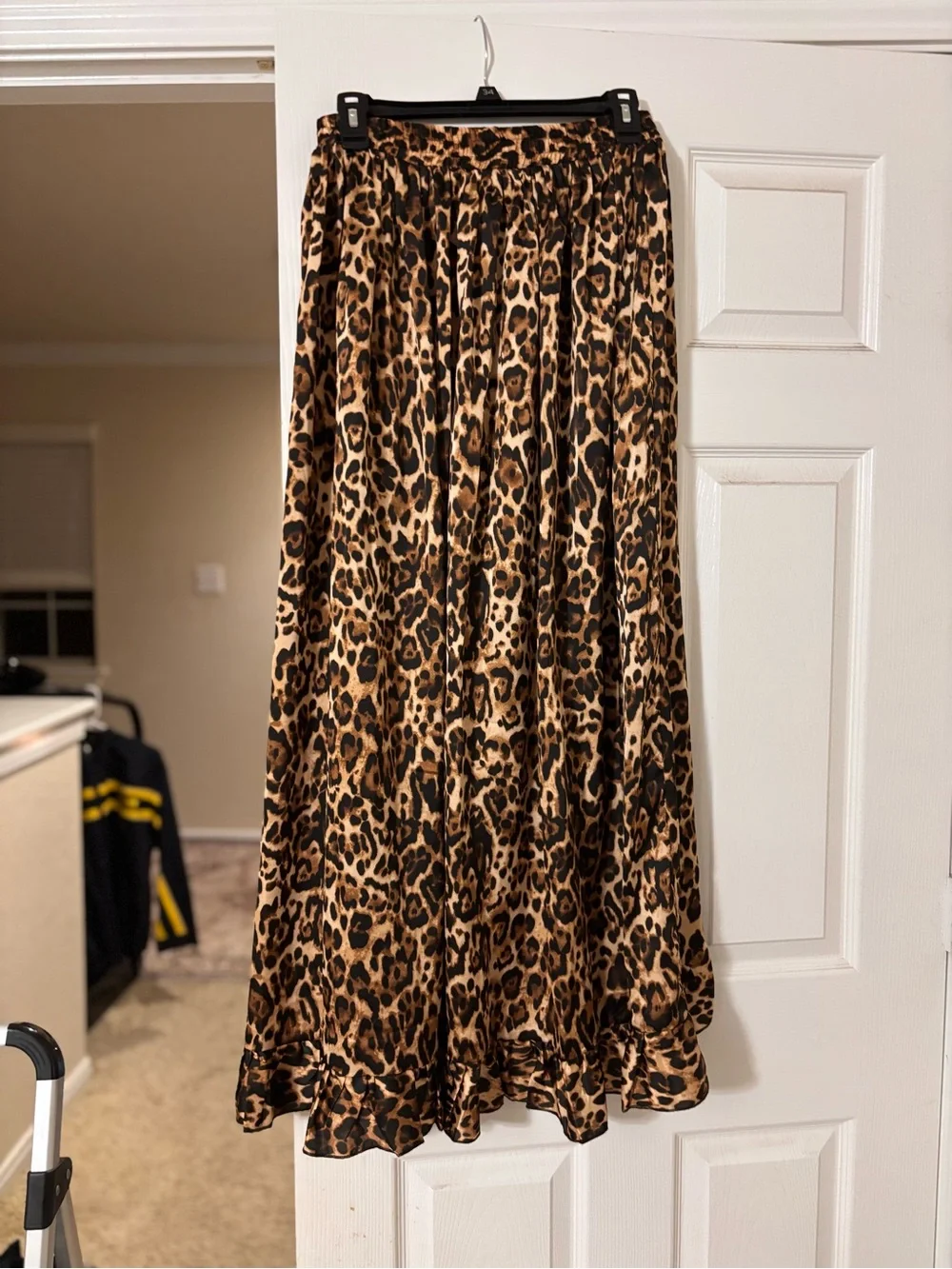 Leopard Print High-Low Maxi Skirt - Brown/Black